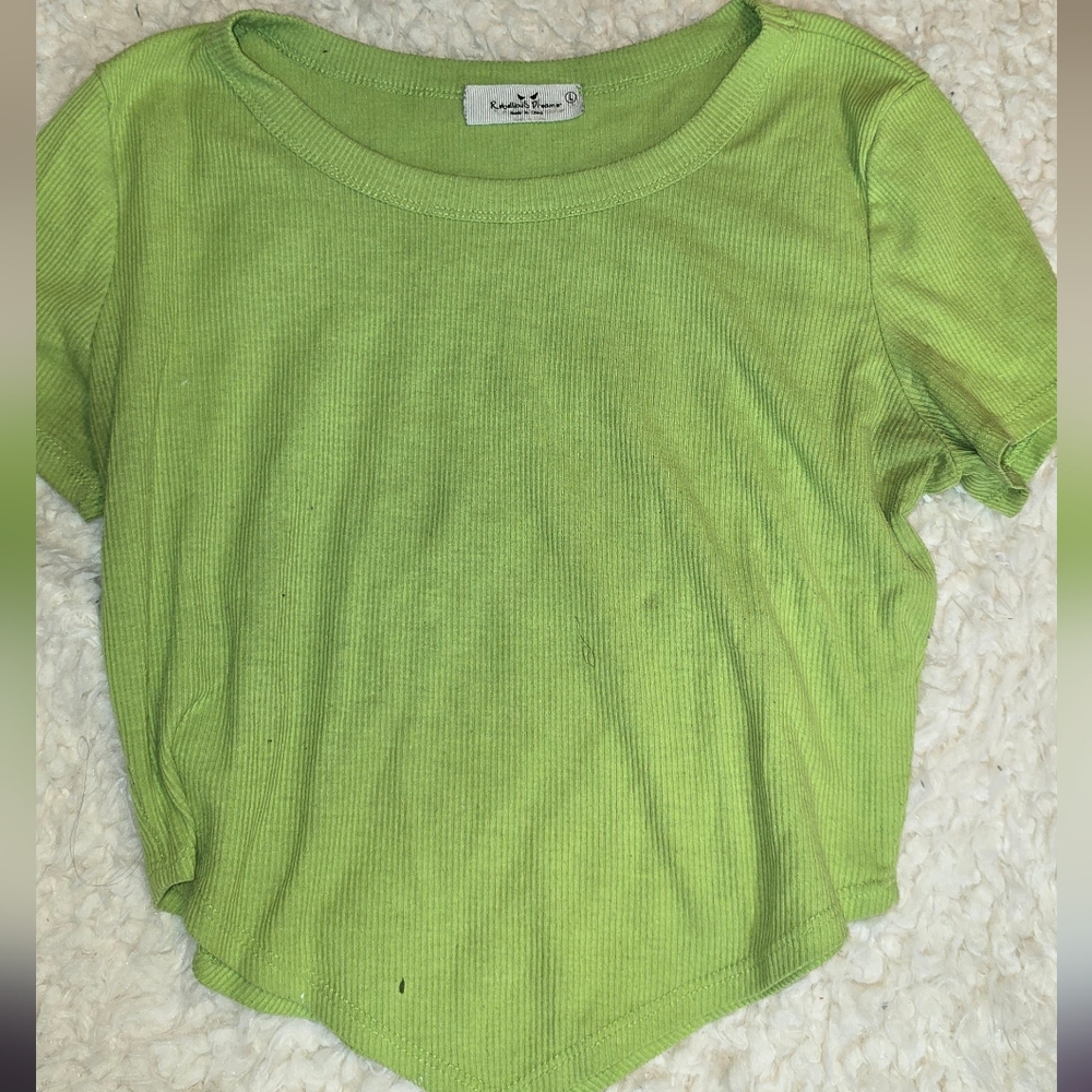 Kendall & Kylie Lime Green Short Sleeve Top